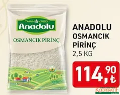 ANADOLU OSMANCIK PİRİNÇ 2,5 KG ANADOLU OSMANCIK PİRİNÇ 2,5 KG